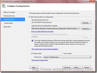 Configure AppFabric Caching Service