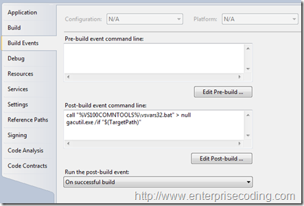 Post-build evet command line