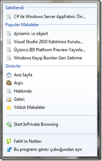 Bir makale sabitlenmiş sıçrama listesi
