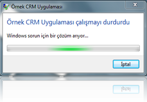 Örnek CRM uygulaması çalışmayı durdurdu