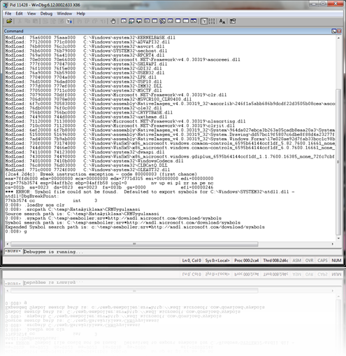 Debuggee is running