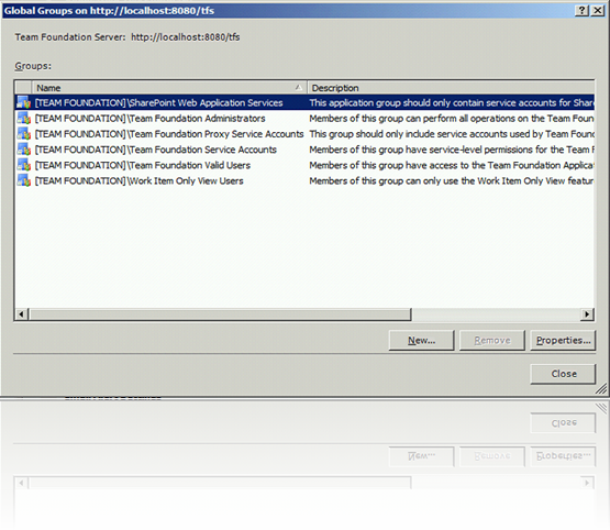Team Foundation Server global gruplar diyalogu yardımıyla yeni bir grup tanımlanabilir