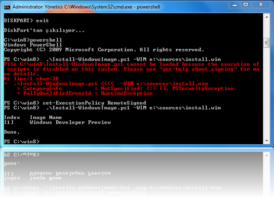 Install-WindowsImage scripti yardımıyla Windows 8 iso dosyası içerisindeki imajlar listelenebilir