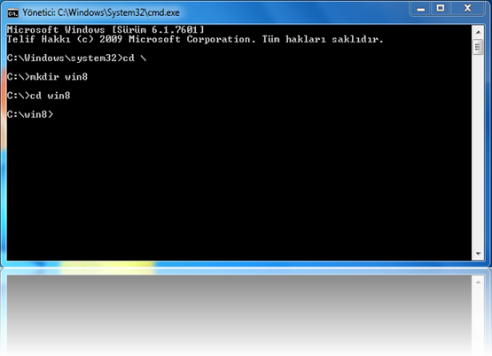 Windows 8 VHD dosyaları için kullanılacak dizinin hazırlanması