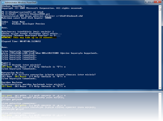 Windows 8 kolay kurulumu için hazırladığım scriptin çalıştırılması