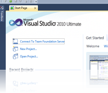 Visual Studio karşılama ekranı