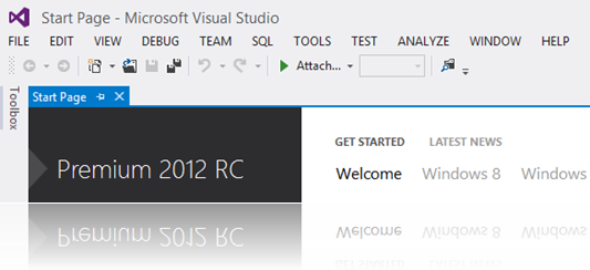 ALL CAPS haliyle Visual Studio 2012 ve ana münüsü