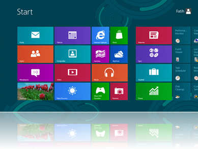 Radikal biçimde değişmiş olan Windows 8 başlat ekranı