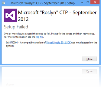 Roslyn-CTP-Setup-Failed