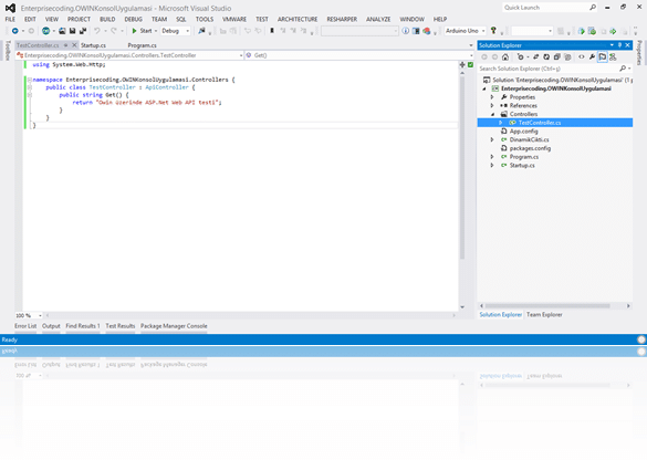 TestController.cs dosyası