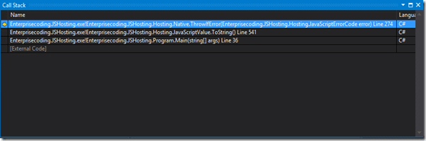 Hataya ait call stack