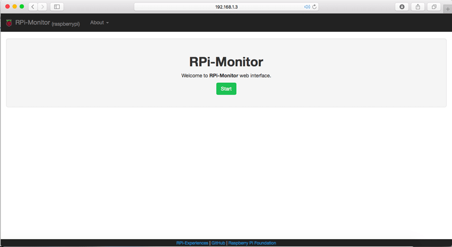 RPi-Monitor karşılama sayfası