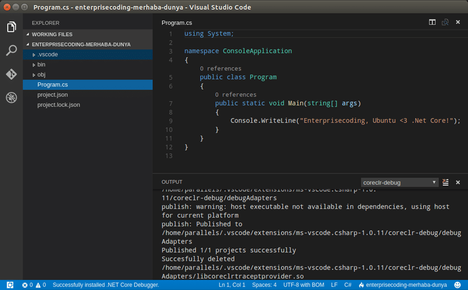 Visual Studio Code debug paketlerinin kurulumu