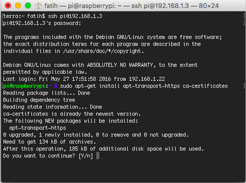 Github'ta yer alan paketimizi kurabilmek için öncelikle apt https transport paketini kurmalıyız