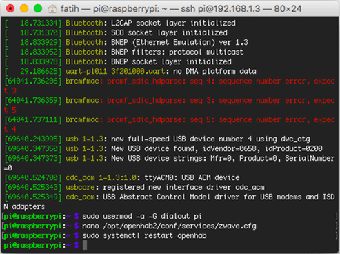 OpenHAB 2 hizmetini yeniden başlatın