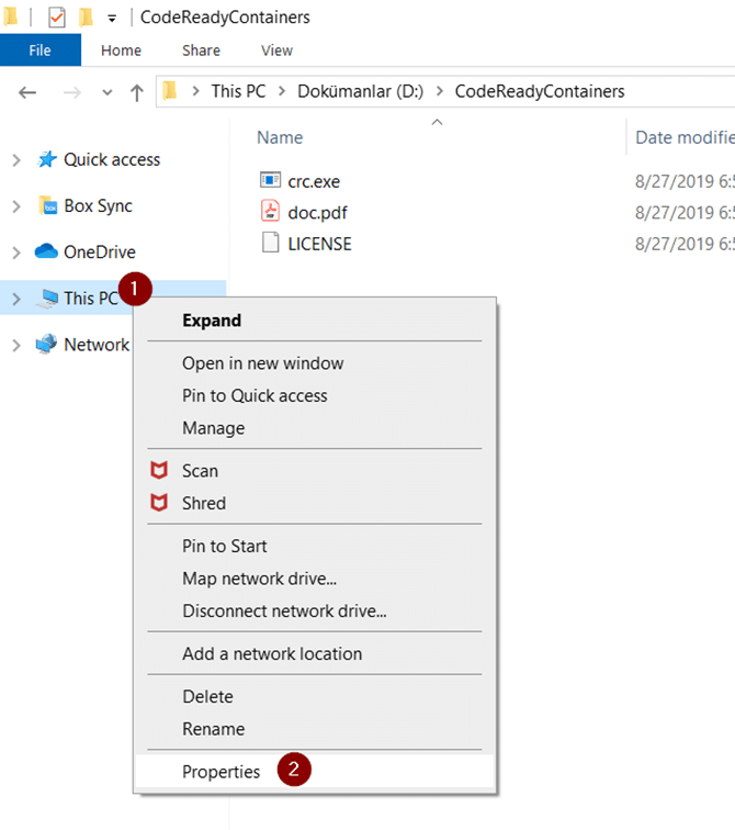WindowsExplorer properties ekranının açılması
